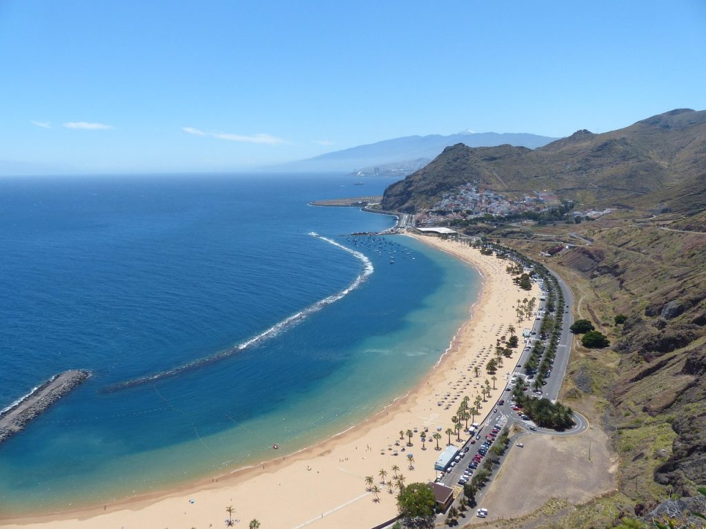 beach, water, nature, sea, coast, sandy beach, playa las teresitas, tenerife, ocean, breakwater, san andres, fishing village, santa cruz, teide, canary islands, vacations, summer, sun, tras la arena, los moros, las teresas